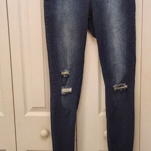 HUE Slightly Distressed Blue Women's Jeggins